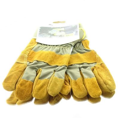BLACKFOX® Garten - Handschuhe Fleece Ockergelb Größe 10/XL - Leder & Stoff