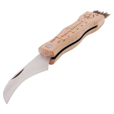 Esschert Design Pilzmesser mit Bürste - Edelstahl & Buchenholz