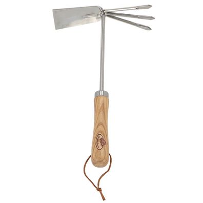 Esschert Design Hand-Doppelhacke - Edelstahl & Eschenholz