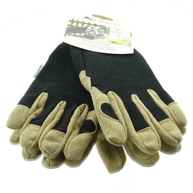 BLACKFOX® Garten - Handschuhe Handflächen-Verstärkung Schwarz & Braun Größe 10/XL