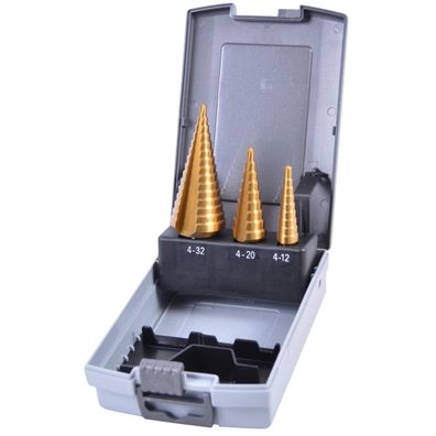Makita® Zubehör HSS Titan Stufenbohrer-Set Ø 4-12, 4-20, 4-32mm 1/4" 6-kant & Rundsch