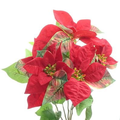 Weihnachtsstern - Poinsettienbusch Rot 45 cm - Kunstblumen
