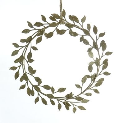 Weihnachtskranz mit Blättern Goldfarben Ø 19 cm aus Metall