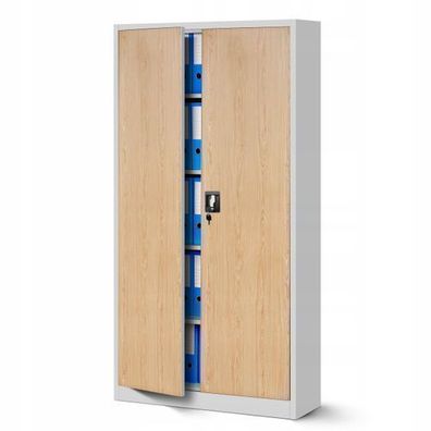 Aktenschrank Büroschrank Metallschrank Werkzeugschrank 195x90x40 cm Weiß/Holzoptik