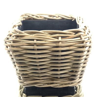 VAN DER LEEDEN DRYPOT® Rattan Pflanzgefäß Grau 48 x 48 x 37 cm - Sylter Körbe