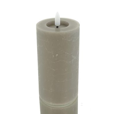 Lumineo LED Wachskerze Light Grey hellgrau Ø 7 cm Höhe 15 cm - warmweiß