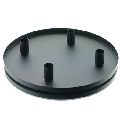 Tablett Schwarz mit 4 Magnet-Stabkerzenhaltern Ø 30 cm - Metall