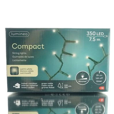 Lumineo LED Lichterkette Compact grün 7,5 Meter 350 Lichter - warmweiß