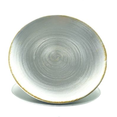 Weihnachtlicher Deko-Teller Silberfarben gewölbt Ø 28 cm - Kunststoff