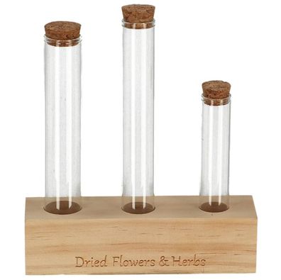 Esschert Design Blumen- und Kräuterreagenzglas Set M - Glas & Holz