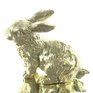 Scheulen Oster-Deko Hase Aladin sitzend antik-goldfarben 15 cm - Polyresin