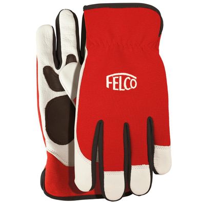 FELCO® 702 Arbeitshandschuhe Größe S Rot & Weiß Rindsleder verstärkte PVC-Bereiche