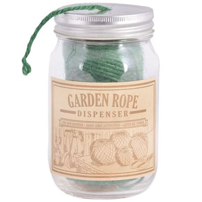 Esschert Design Garten Basics Sisalschnur Grün im Spenderglas ca. 55 Meter