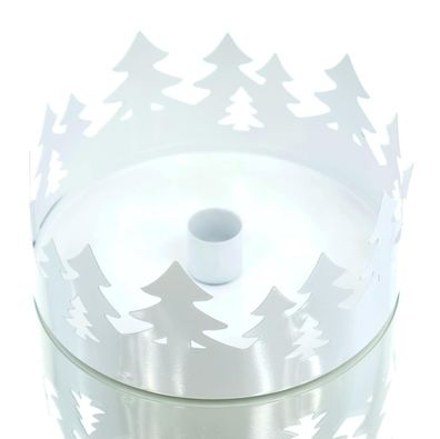 Boltze Weihnachtskerzenhalter Ella Waldsilhouette Weiß Ø 15 cm - Metall