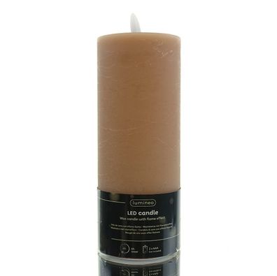 Lumineo Batterie LED Wachskerze Caramel Flammeneffekt Ø 7 cm Höhe 15 cm - warmweiß