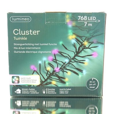 Lumineo LED Lichterkette Cluster Twinkle 7 Meter 768 Lichter - soft bunt