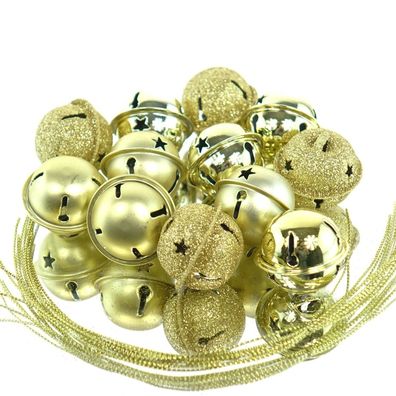 Kaemingk Weihnachtsdeko Glocken Goldfarben 3 Oberflächen Ø 3 cm Metall - 12er Set