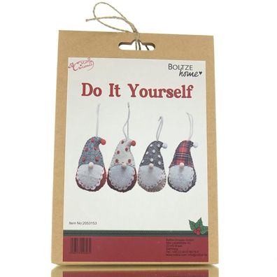 Boltze Weihnachtsdeko Kinder Do It Yourself Bastelset Wichtel Talis für 4 Anhänger