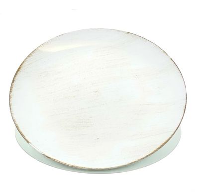 Posiwio Deko - Teller Creme mit Braun rund Ø 33 cm - Kunststoff