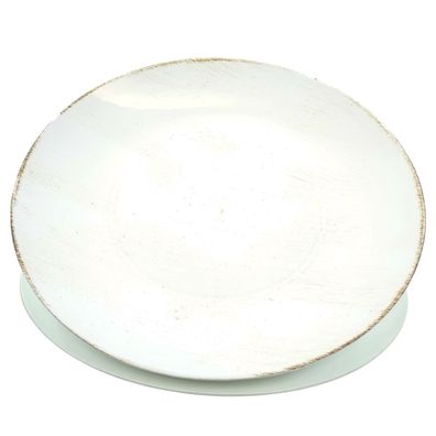 Posiwio Deko - Teller Creme mit Braun rund Ø 40 cm - Kunststoff