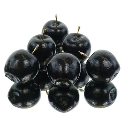 DPI Deko Mini - Äpfel Schwarz mit Stiel Ø 5 cm im 6er Pack - Kunststoff