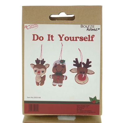 Boltze Weihnachtsdeko Kinder Do It Yourself Bastelset Hirsch Noeline für 3 Anhänger