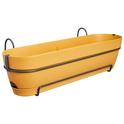 elho® Vibia campana Pflanzkasten Honiggelb 70 cm mit Halter allin1 - Kunststoff