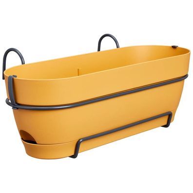 elho® Vibia campana Pflanzkasten Honiggelb 50 cm mit Halter allin1 - Kunststoff