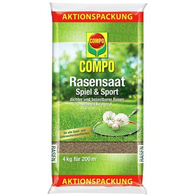 COMPO Rasensaat Spiel & Sport Aktionspackung für 200 m² - 4 kg