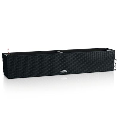 LECHUZA® Blumenkasten Balconera Cottage 100 Graphitschwarz All-in-One