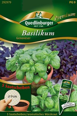 Quedlinburger Basilikum Genoveser Saatscheiben - Premium Kräutersamen