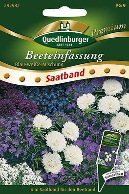 Quedlinburger Beeteinfassung blau-weiße Mischung Saatband - Premium Blumensamen