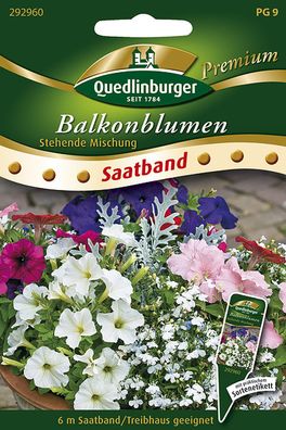 Quedlinburger Balkonblumen Stehende Mischung Saatband - Premium Blumensamen