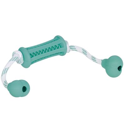 Nobby® Hunde Vollgummi Stick mit Seil "DENTAL LINE" zweifarbig 37 cm