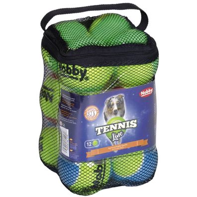 Nobby® Hunde Tennisball sortiert M 6,5 cm, 12er in Netztasche