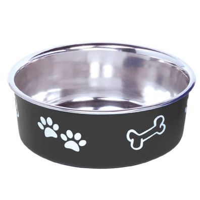 Nobby® Hunde Edelstahlnapf FUSION L Schwarz rutschfest Ø 20 cm ca. 1.800 ml