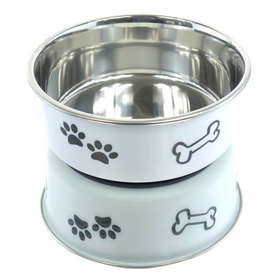 Nobby® Hunde Edelstahlnapf FUSION M Weiß rutschfest Ø 16 cm ca. 940 ml