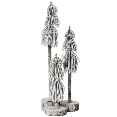 Weihnachtsdeko Mini-Wald 3 beschneite Tannen Ø 16 cm Höhe 45 cm - FSC Mix 100