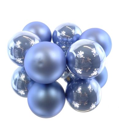 Christbaumkugeln Sky Blue 3 x glänzend & 3 x matt Ø 8 cm aus Glas - 6er Set