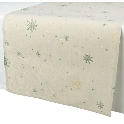 Tischläufer Beige/Natur Breite 40 cm, Länge 140 cm - Polyester & Baumwolle