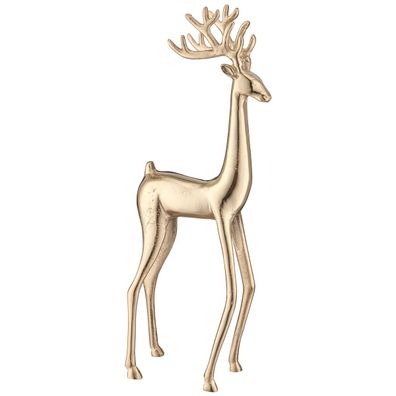 GASPER Weihnachtsfigur Hirsch Goldfarben massiv 58 cm - Aluminium
