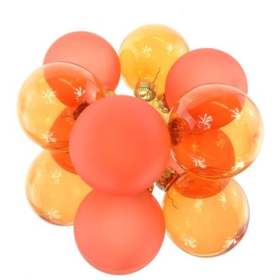 Christbaumkugeln Warmes Orange 3 x transparent & 3 x matt Ø 6 cm aus Glas - 6er Set