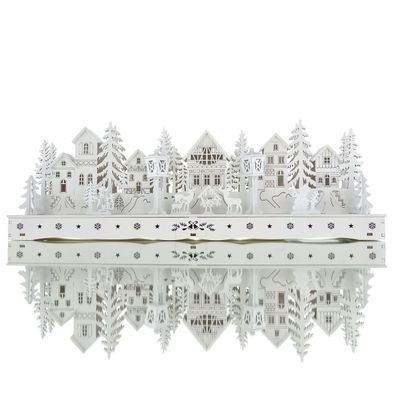 Lumineo Batterie LED Weihnachtsdorf Weiß 6 Häuser 45 x 15 cm 15 LED - warmweiß