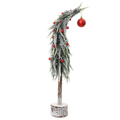 Weihnachtsdeko Mini-Tanne beschneit mit roten Kugeln Ø 12 cm Höhe 60 cm - FSC Mix 100
