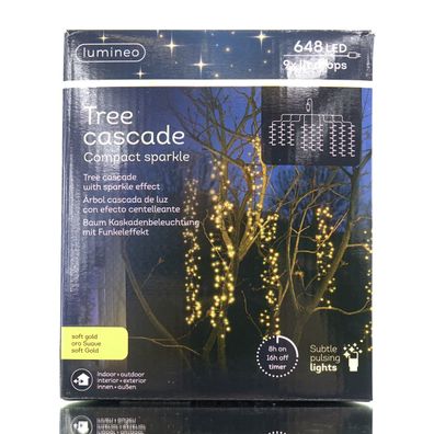 Lumineo LED Baumkaskade compact 9 Stränge 648 Lichter - softgold