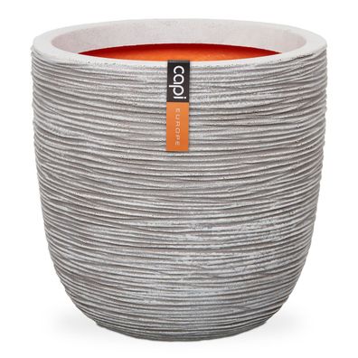 Capi Europe Übertopf Rib NL Kugel Elfenbeinfarben mit Isolierschicht Ø 35 cm - Kunsts