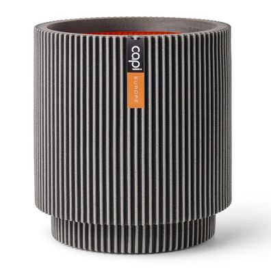 Capi Europe Übertopf Groove NL Zylinder Anthrazit mit Isolierschicht Ø 36,6 cm - Kuns