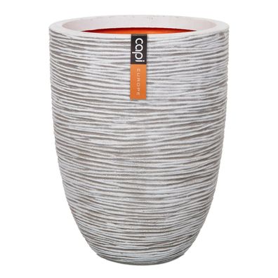 Capi Europe Pflanzgefäß Rib NL Elegant Elfenbeinfarben niedrig Ø 46 cm x 58 cm - Kuns