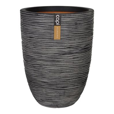 Capi Europe Pflanzgefäß Rib NL Elegant Anthrazit niedrig Ø 46 cm x 58 cm - Kunststoff