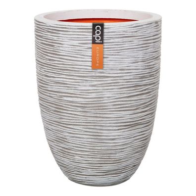 Capi Europe Pflanzgefäß Rib NL Elegant Elfenbeinfarben niedrig Ø 34 cm x 46 cm - Kuns